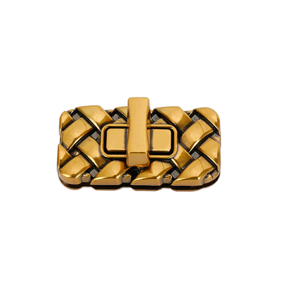 長方形の編まれたトート・バッグの金属のねじれロックの金のハンドバッグの財布ロック
